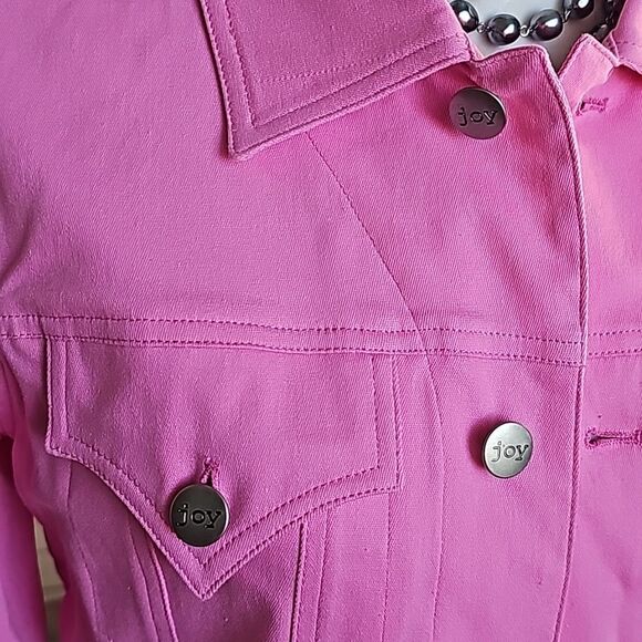 Pink stretch denim style jacket size 6 - Picture 4 of 9
